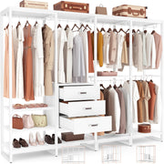Wood Clothes Rack Wardrobe Closets for Hanging Clothes Heavy Duty Garment Rack
