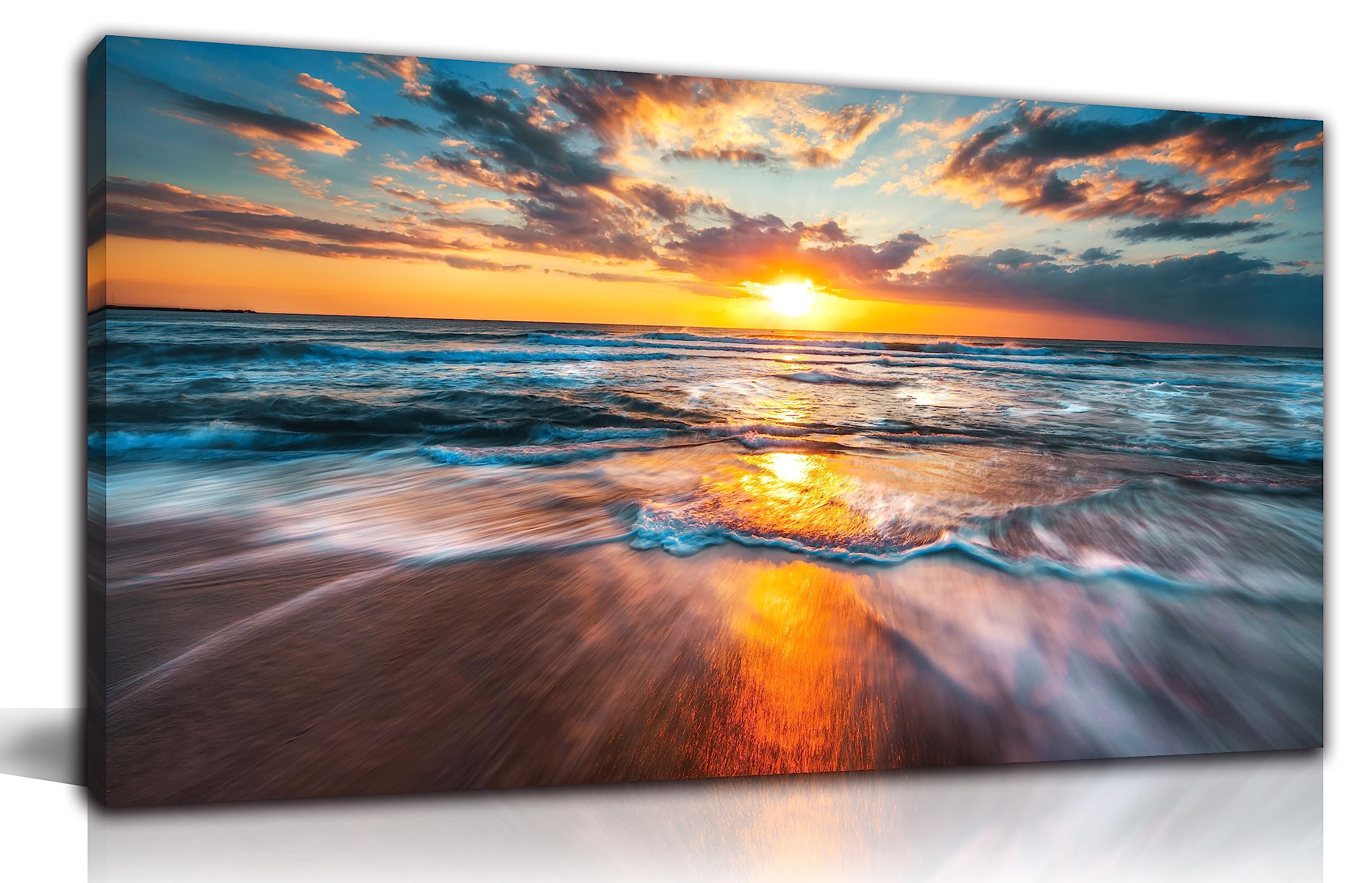 Ocean Wall Art for Living Room, Large Coastal Beach Canvas Wall Decor for Bedroom