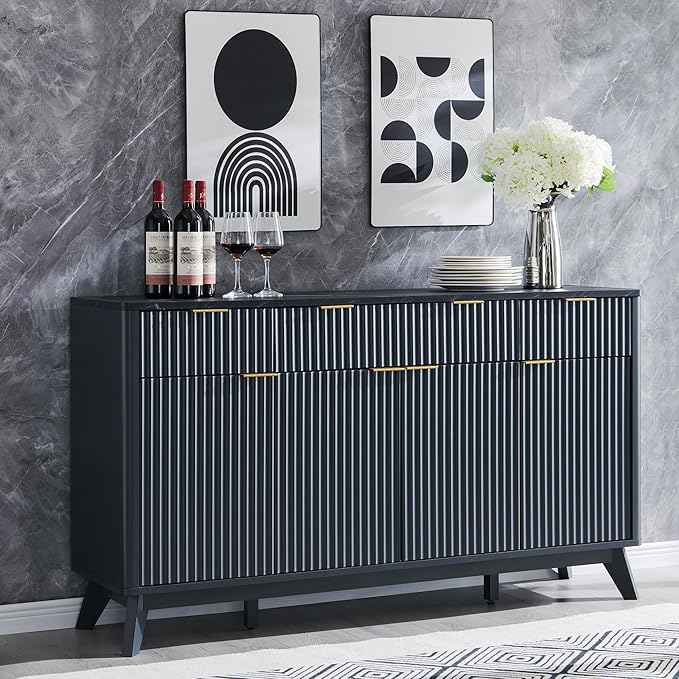 Fluted Buffet Sideboard Cabinet with Storages