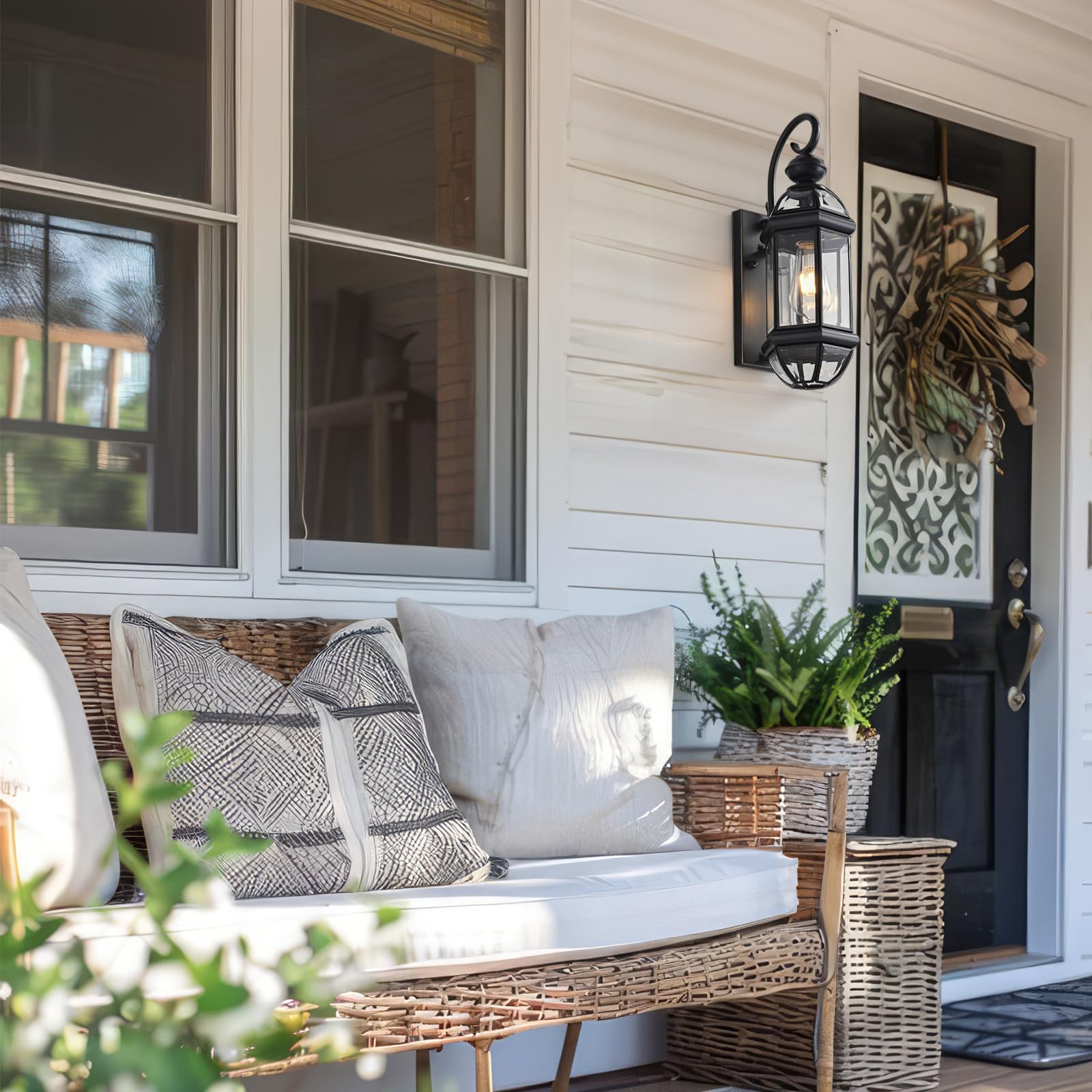 Outdoor Light Fixture 17" Copper Exterior Wall Lights Black Lantern Porch Light