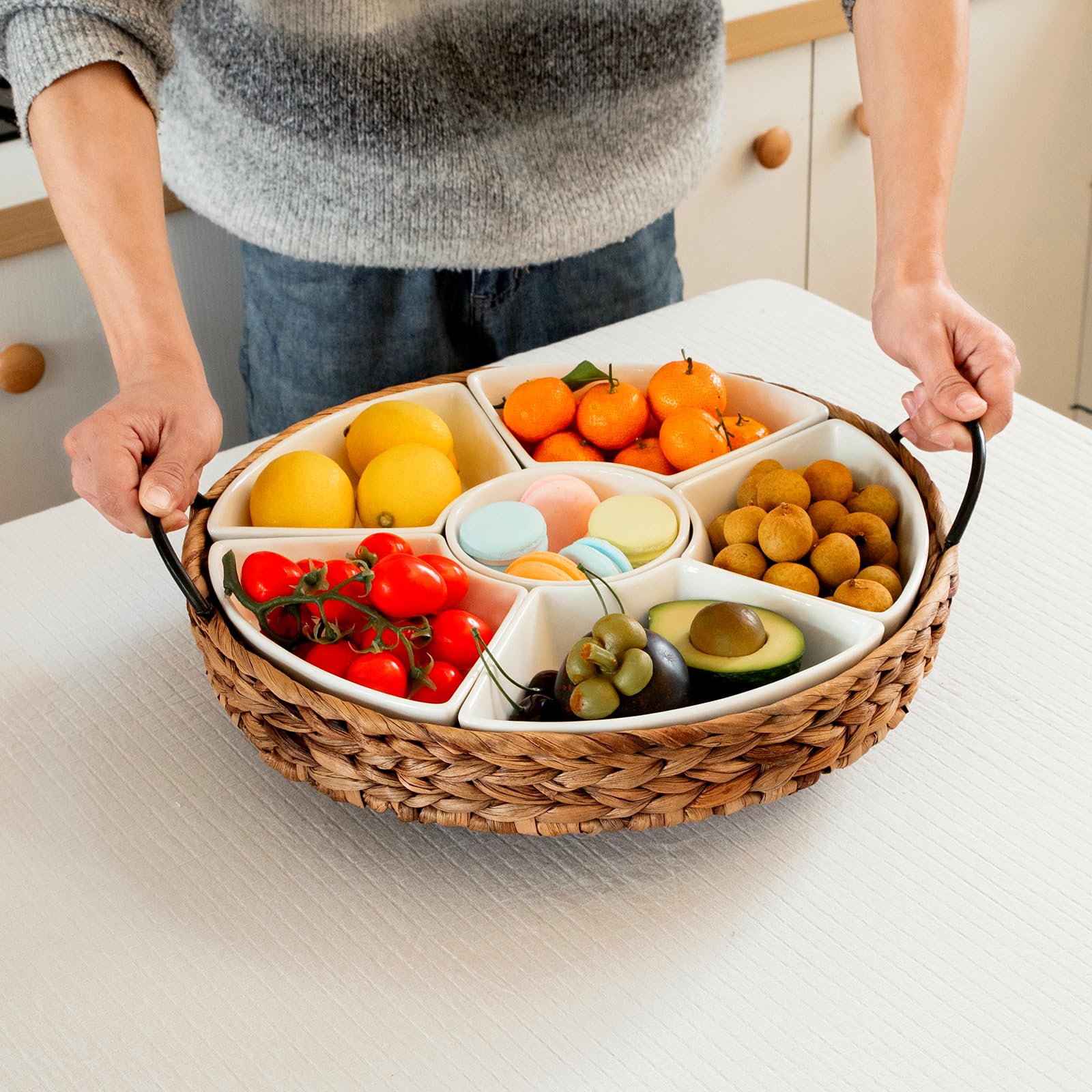 Serving Tray and Serving Dishes, RANDEFURN 7-Set Gold Platters