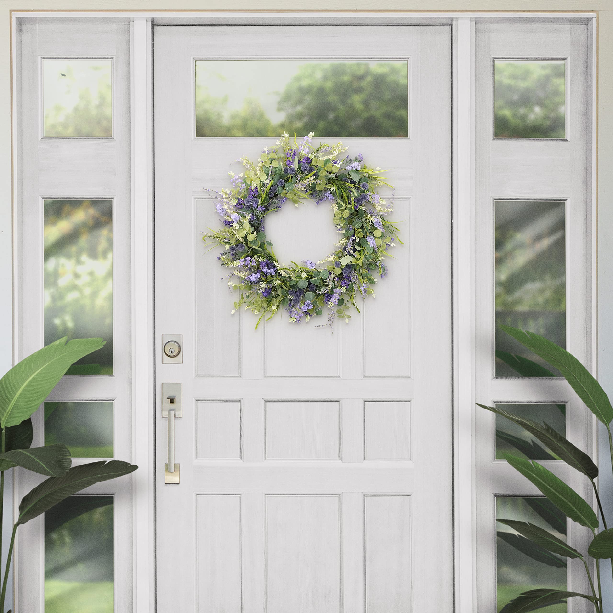 30" Artificial Eucalyptus Floral Spring Door Wreath, Multicolor (2605-W30)