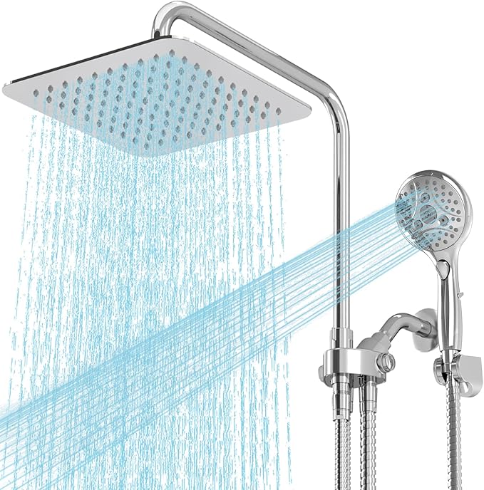 10 Inch Big Square Rain/Rainfall Shower Head with Adjustable Height