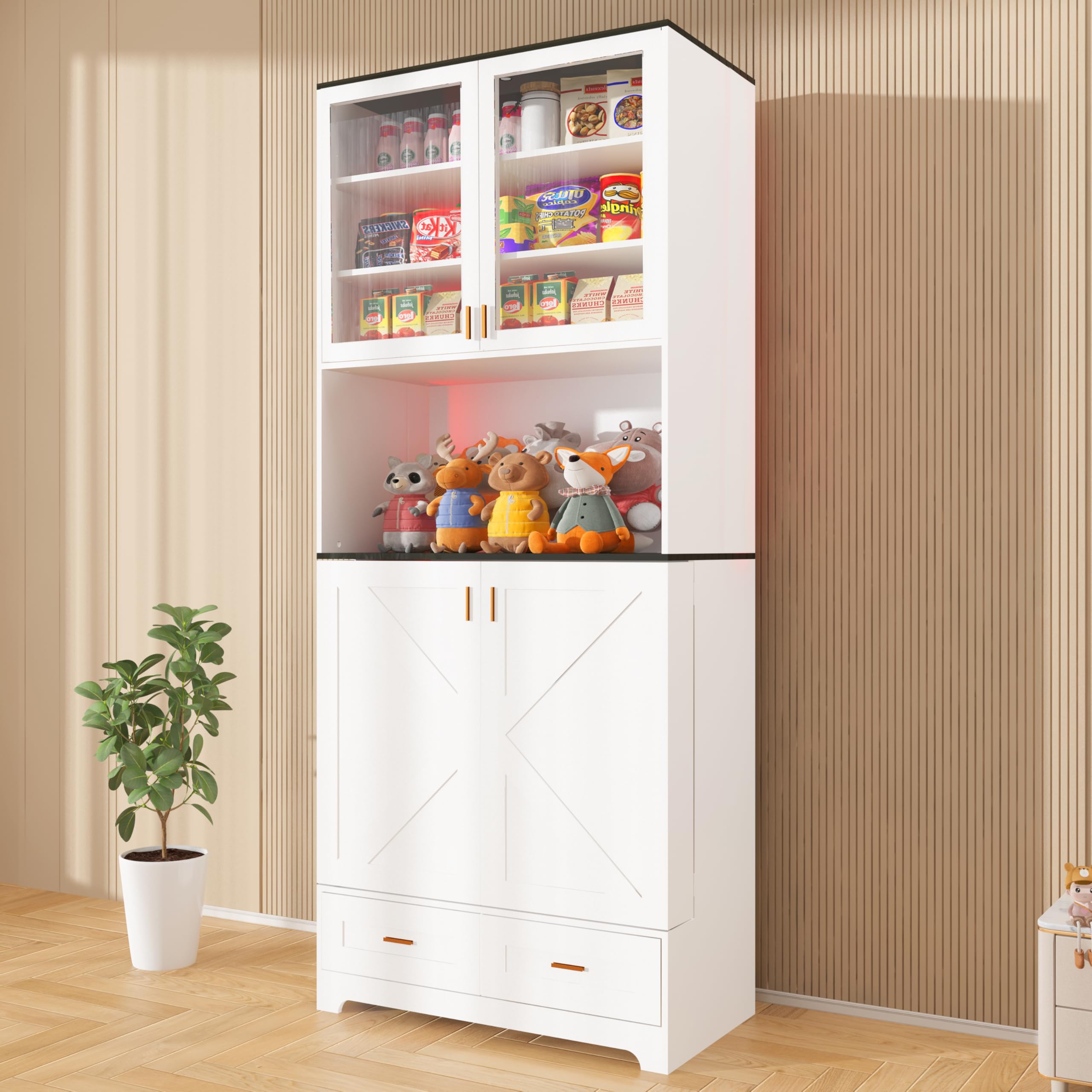 Kitchen Pantry Cabinet,71.7'' Tall Pantry Cabinet with Doors and Adjustable Shelvesg Room