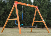 DIY Wooden Swing Set for Backyard With Saucer and Belt Swings, Kids Outdoor