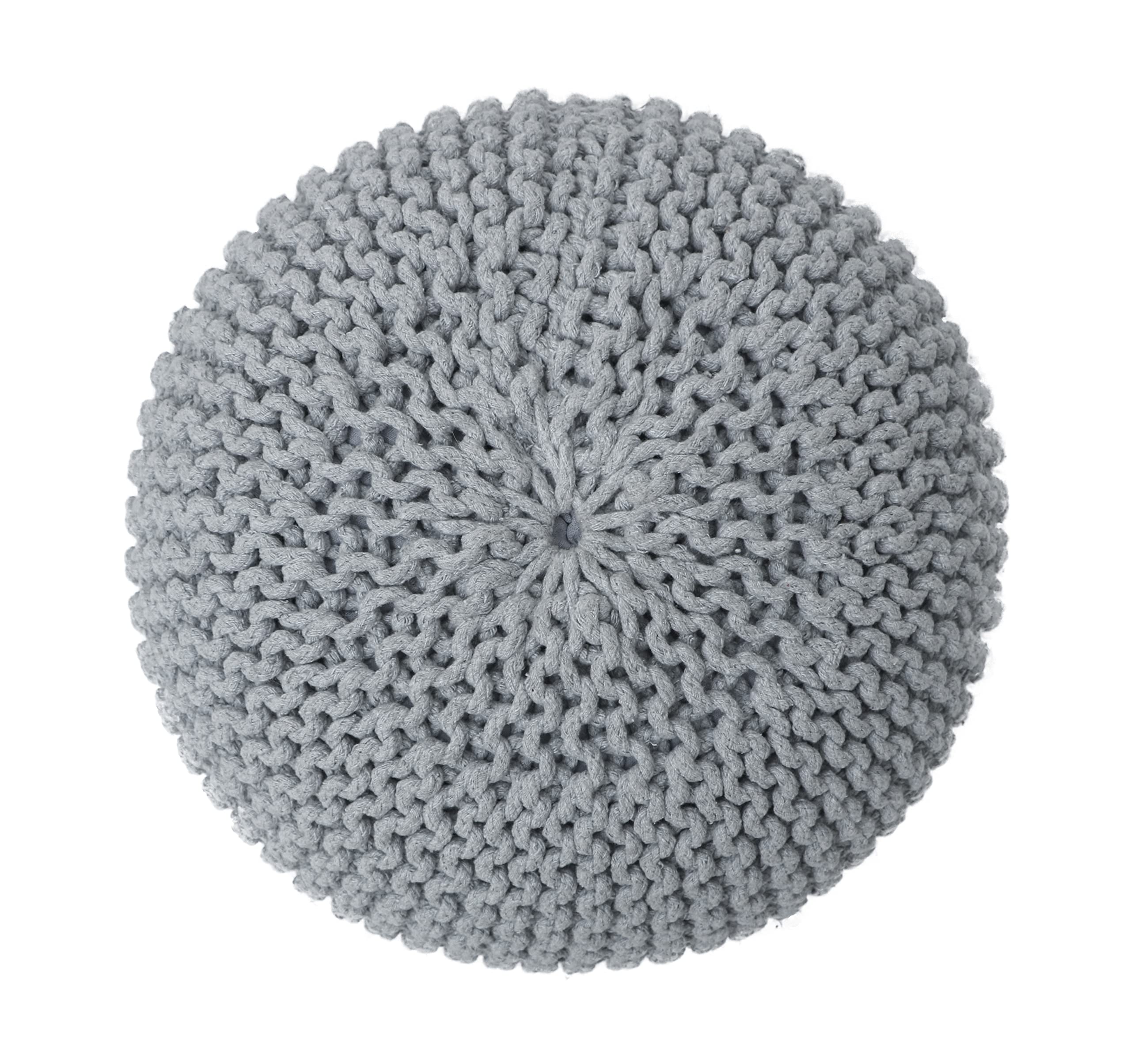 Poufs Ottoman Footrest for Couch Outdoor Poufs for Patio Hand Knitted Cotton Floor Chair