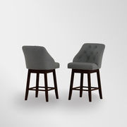 30" Bar Height Swivel Bar Stools with Tufted Backs, Upholstered Barstool