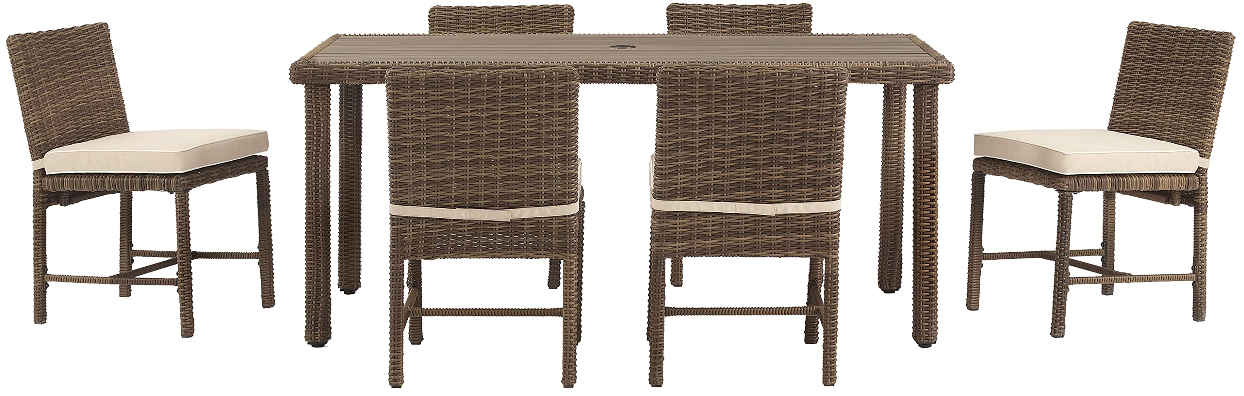 Bradenton 7-Piece Outdoor Dining Set for 6, Wicker Patio Table and Chairs for Backyard