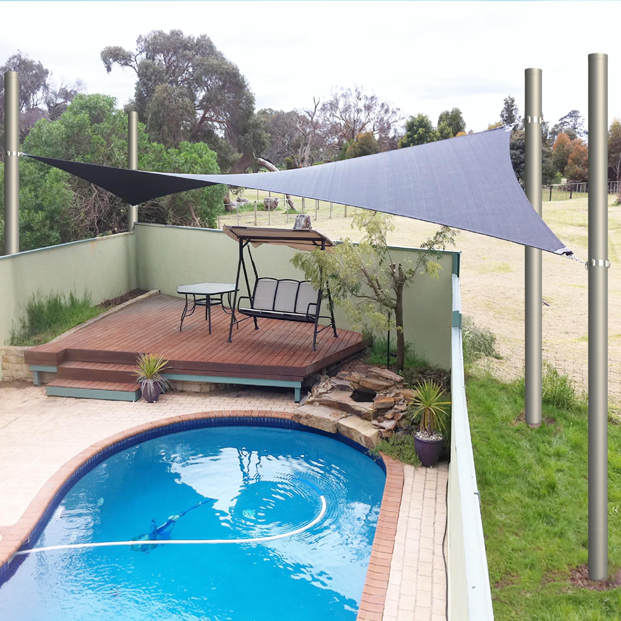 Shade Sail Poles, Heavy Duty Sun Shade Poles, Screw in Poles for Sun Shades Outdoor, 12 Ft