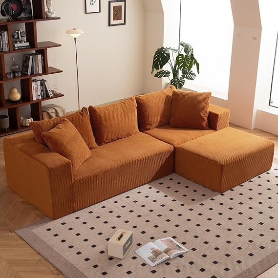 Modular Sectional Sofa, 108" L-Shaped Boneless Couch with Deep Seat