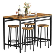47" Dining Table Set with 4 Stools, 5-Piece Rectangular Kitchen Bar Table and Chairs