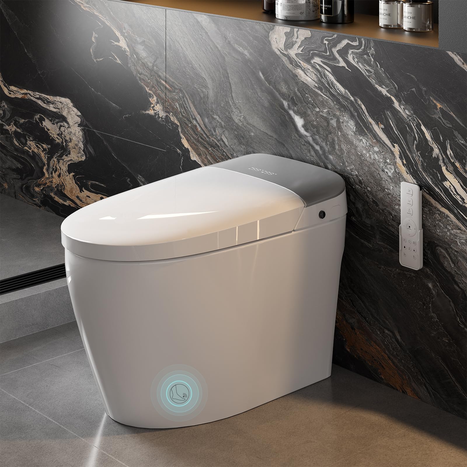 Smart Toilet, Bidet Toilet with Pump Assisted Flush, Foot Sensor Operation