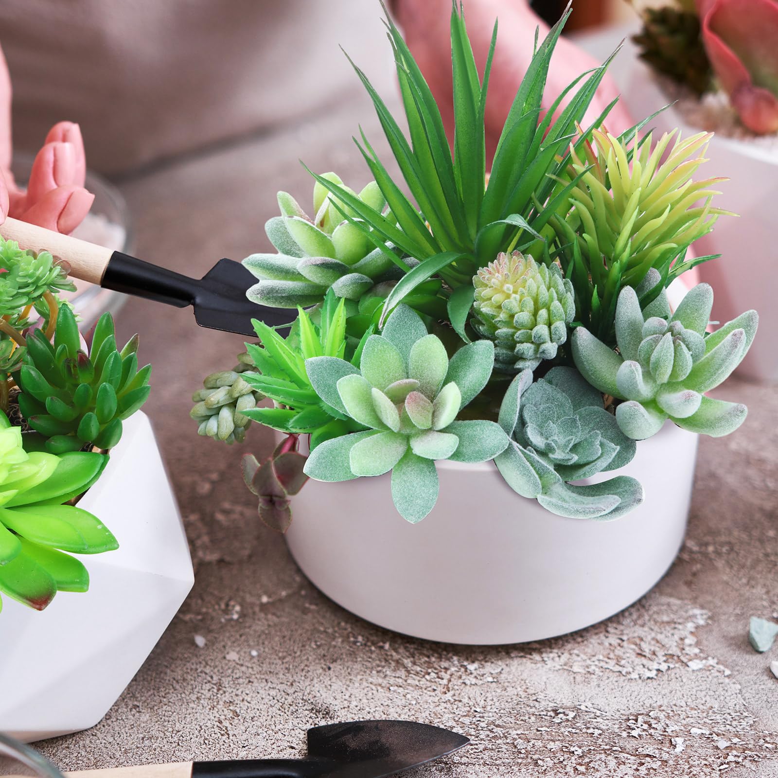 80 Pcs Artificial Plastic Succulents Realistic Textured Assorted Decorative Faux Succulent