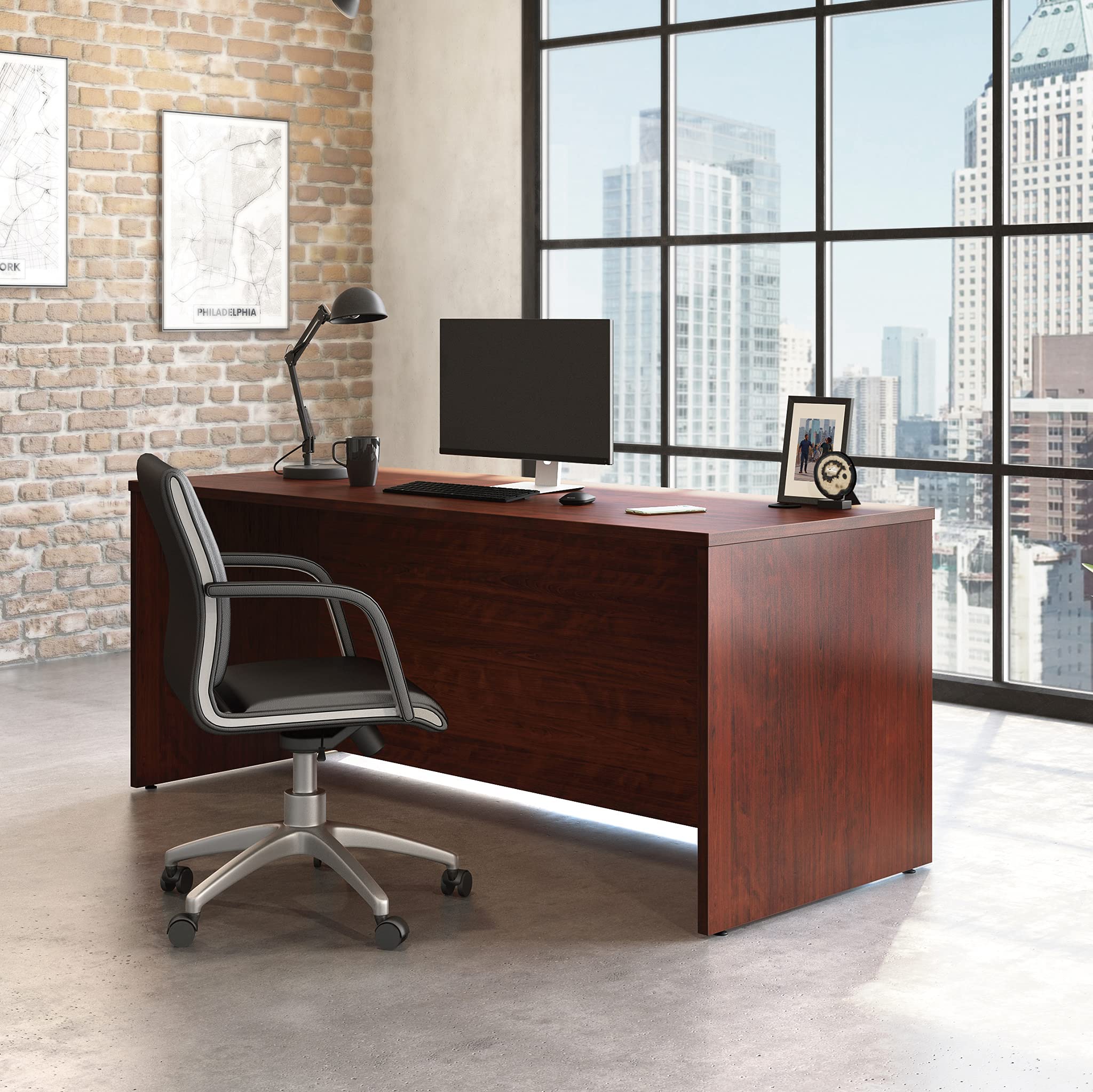 Affirm Commercial Office Desk, L: 71.10'' x W: 29.53'' x H: 29.29'', in Classic Cherry Finish