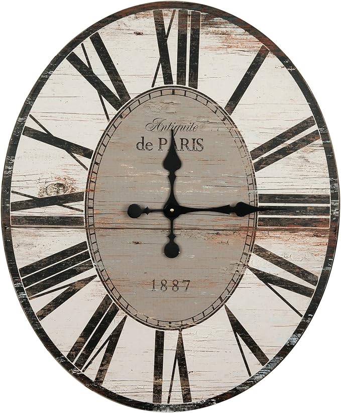 Wooden Decorative Wall Clock - Distressed 24" x 2" x 24" for Home and Room