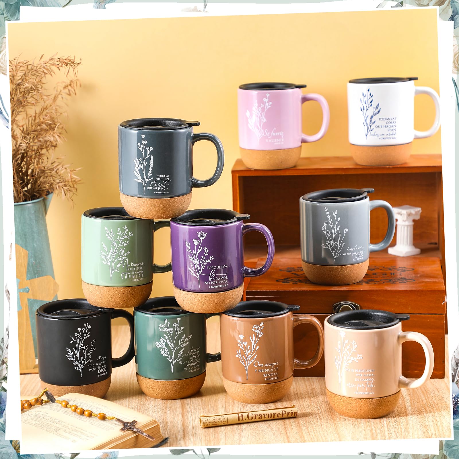 10 Pcs Christian Mugs Bulk Set Father's Day Gift Inspirational Bible Verse Coffee Mug
