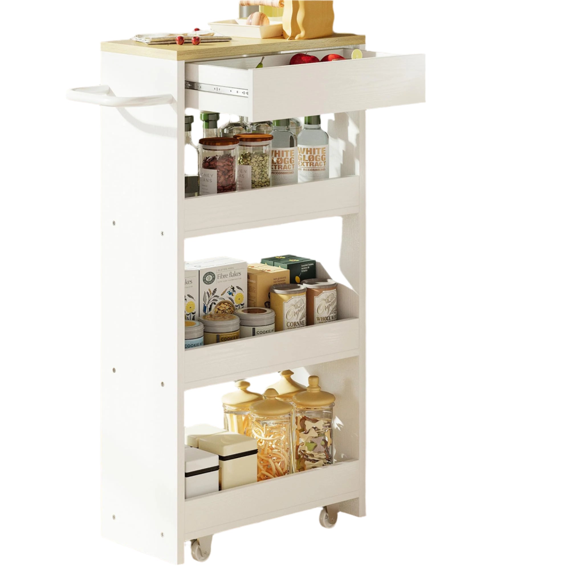 Slim Storage Rolling Cart with Drawer and Wheels and Handle
