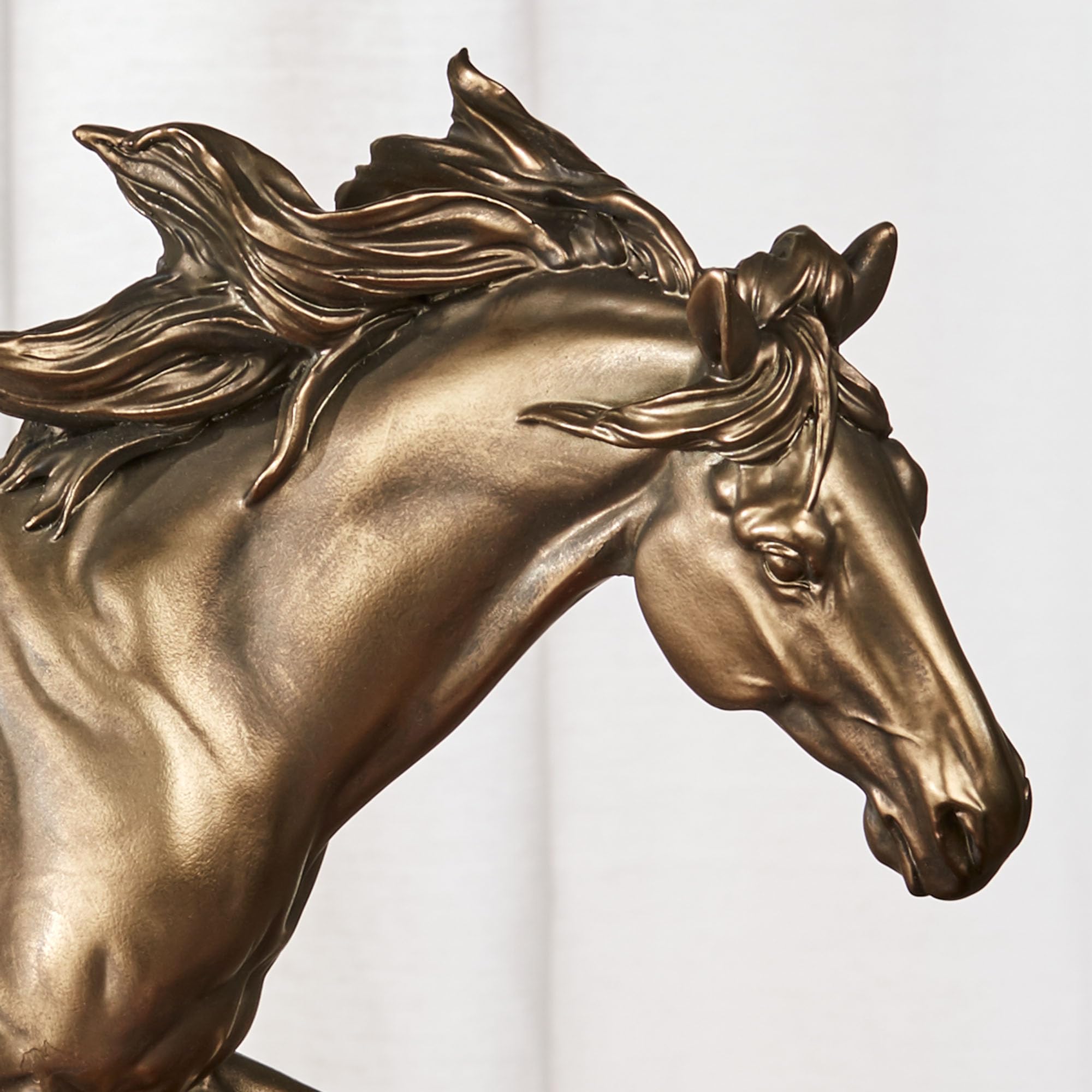Wild Run Galloping Open Plains Horse Table Sculpture - Bronze Decor - Made of Resin