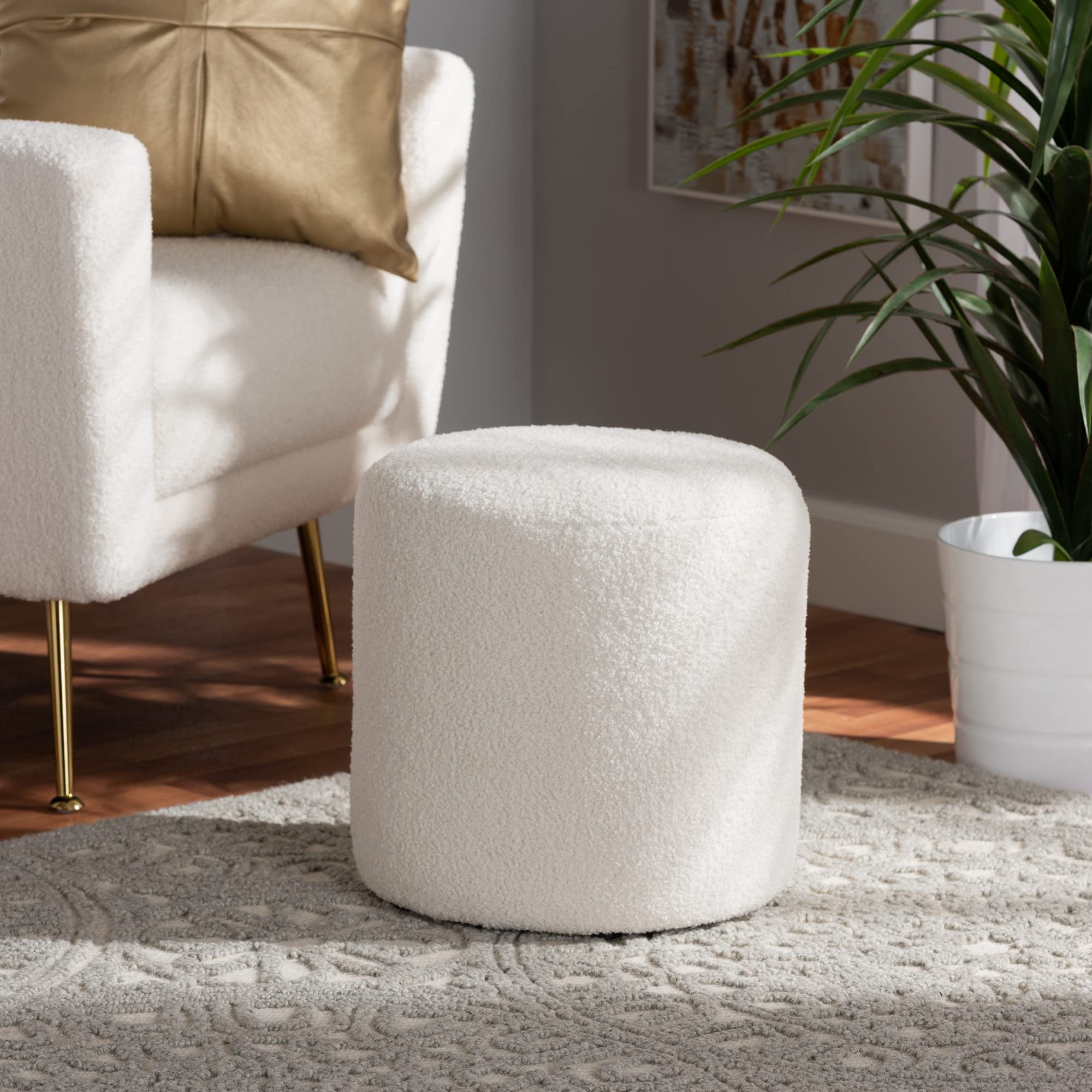 Baxton Studio Tori Ottoman, One Size, Ivory