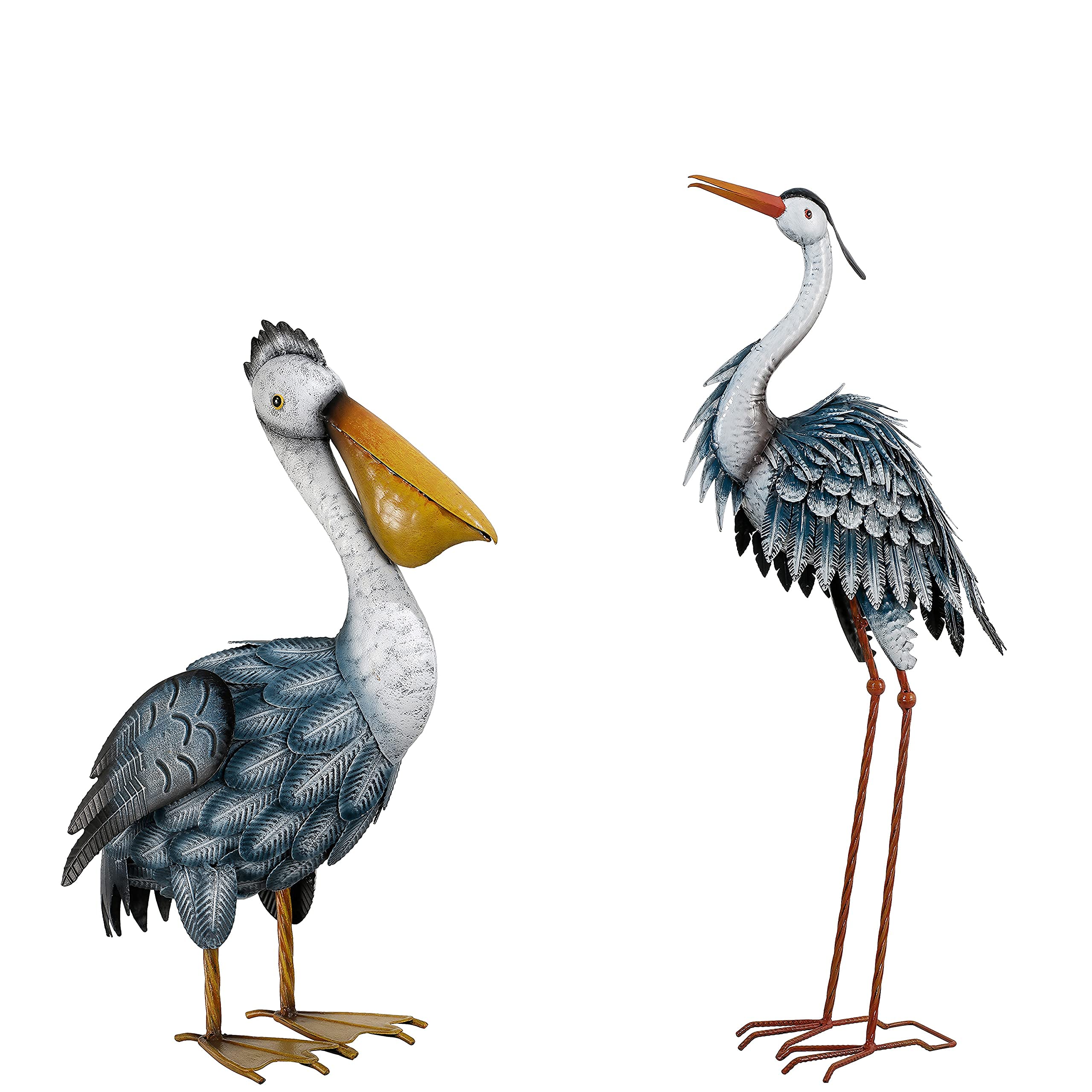 Metal Pelican Heron Garden Statue for Indoor Outdoor Home Decor