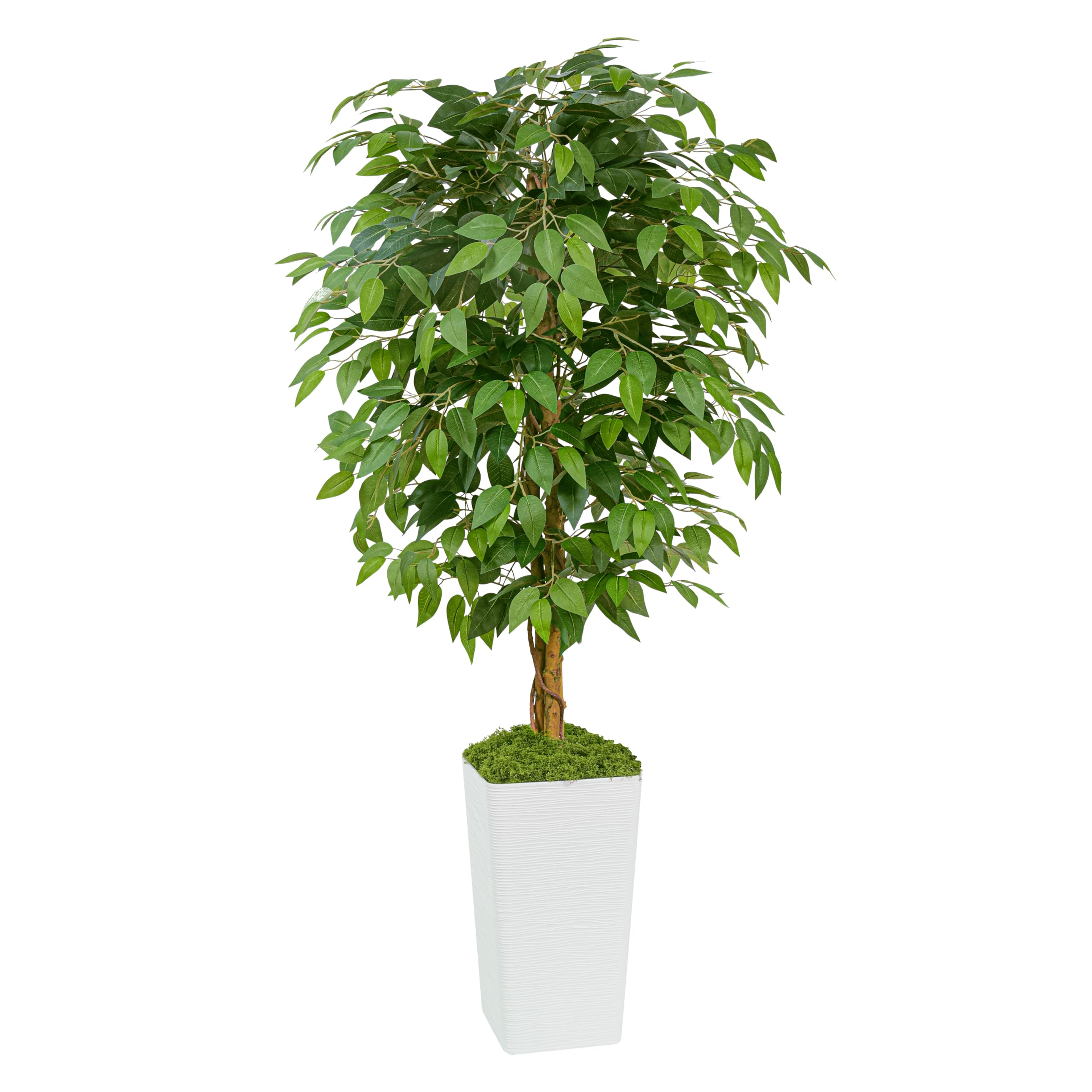 Artificial Ficus Tree 5FT Faux Floor Tree with Planter UV Resistant Potted Fake Silk Plant
