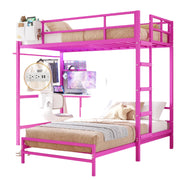Bunk Bed with Desk and Charging Station Metal Loft Bed Twin Size