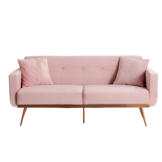 Velvet Fabric Sofa Bed Futon with 2 Pillows