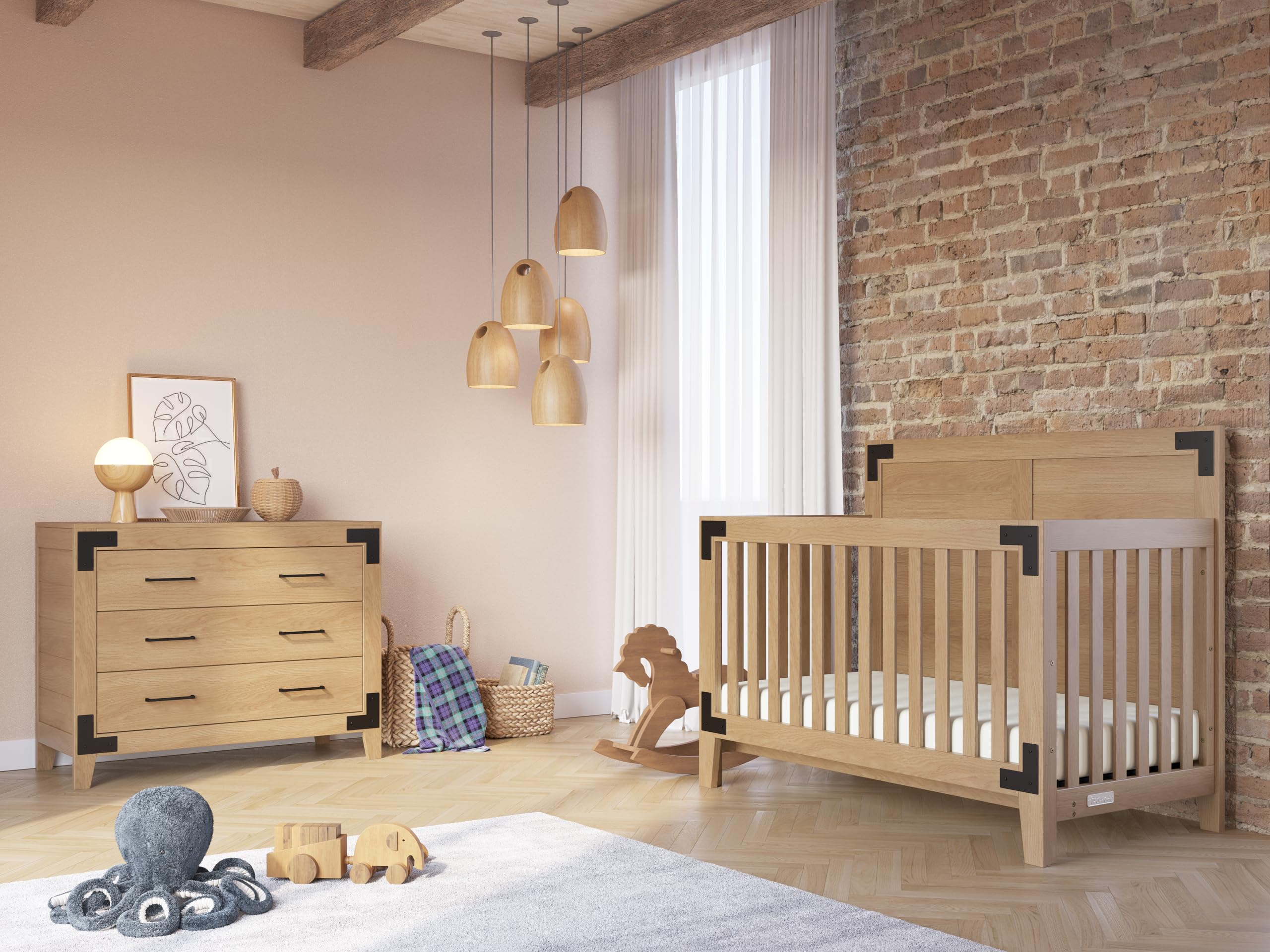 Lucas 4-in-1 Convertible Crib, Baby Crib Converts to Day Bed