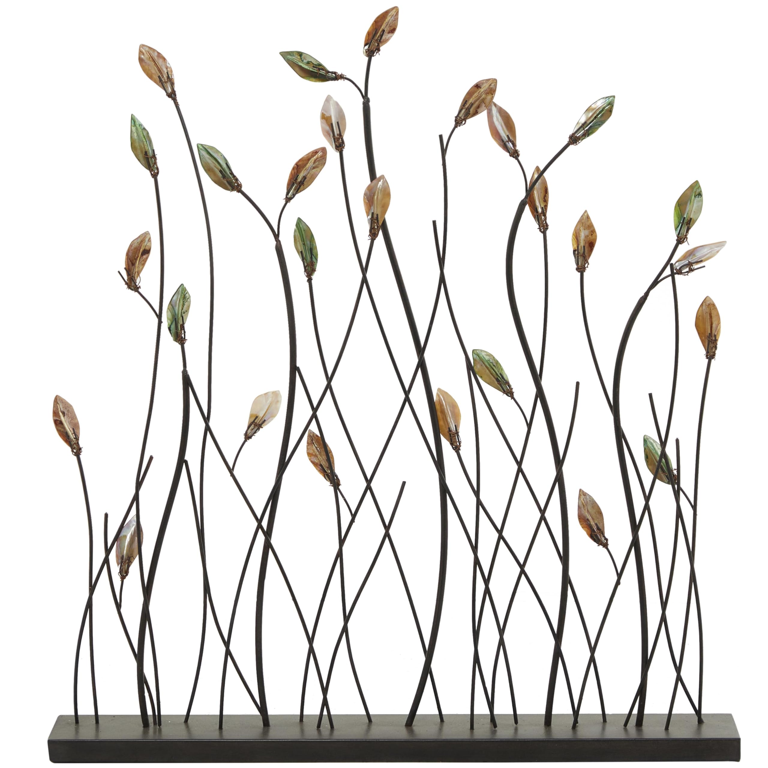 Metal Leaf Decorative Sculpture Home Decor Statue with Black Base