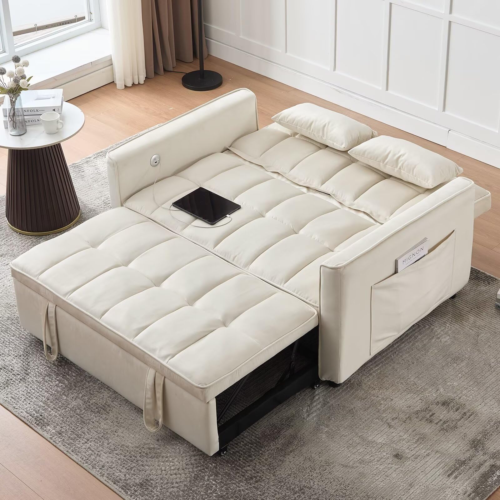 Modern 3 in 1 Convertible Sleeper Sofa Couch Bed