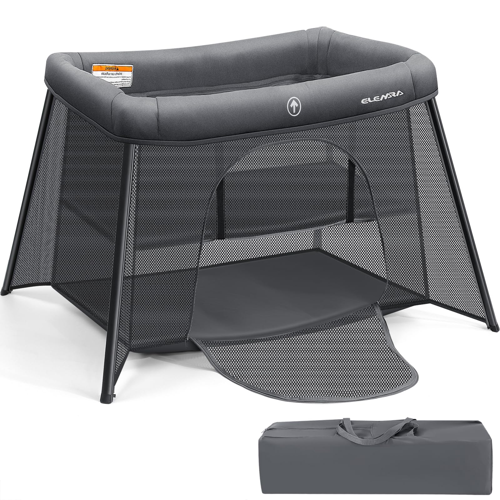 Travel Crib for Baby,Portable Crib with Bassinet and Mattress,Lightweight Foldable