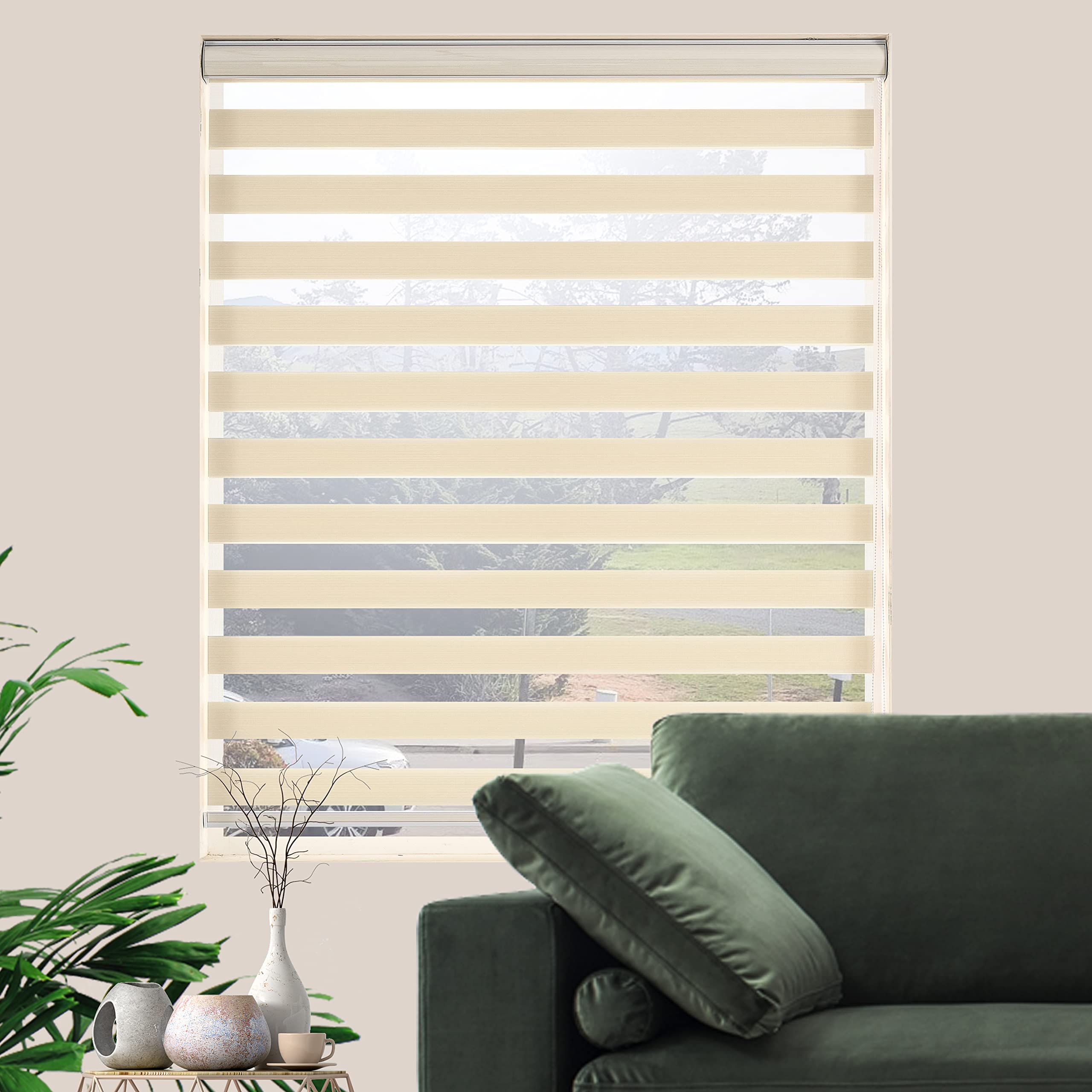 Custom Zebra Blinds for Windows Light Filtering Dual-Layer Window Shades for Privacy