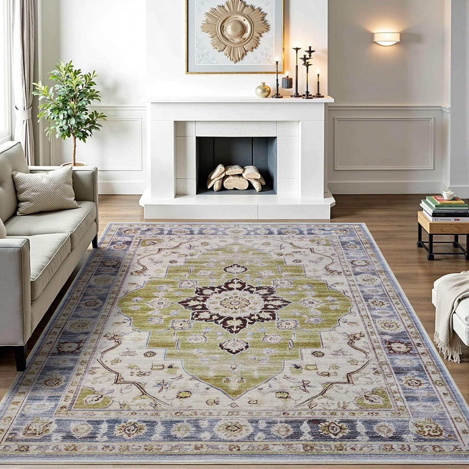 8x10 Area Rugs for Living Room, Vintage Soft Large Machine Washable Rug