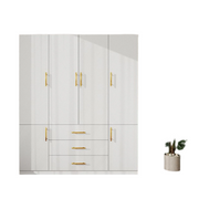 White Wardrobe Closet with Doors, 3 Drawers, Hanging Rods,Armoires