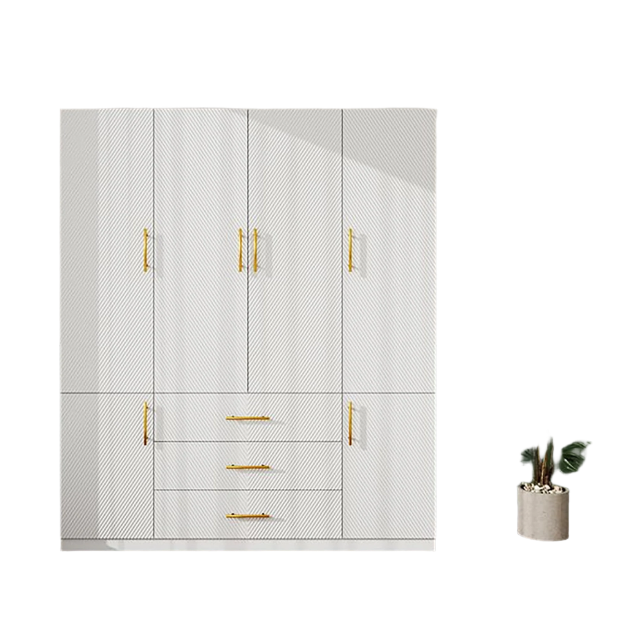 White Wardrobe Closet with Doors, 3 Drawers, Hanging Rods,Armoires