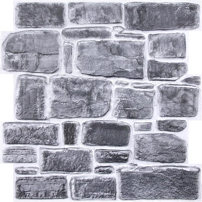 3D Faux Stone Wall Panel, Peel and Stick Wall Tiles,10 Pcs of 12"X12" Ultra-Light Thin