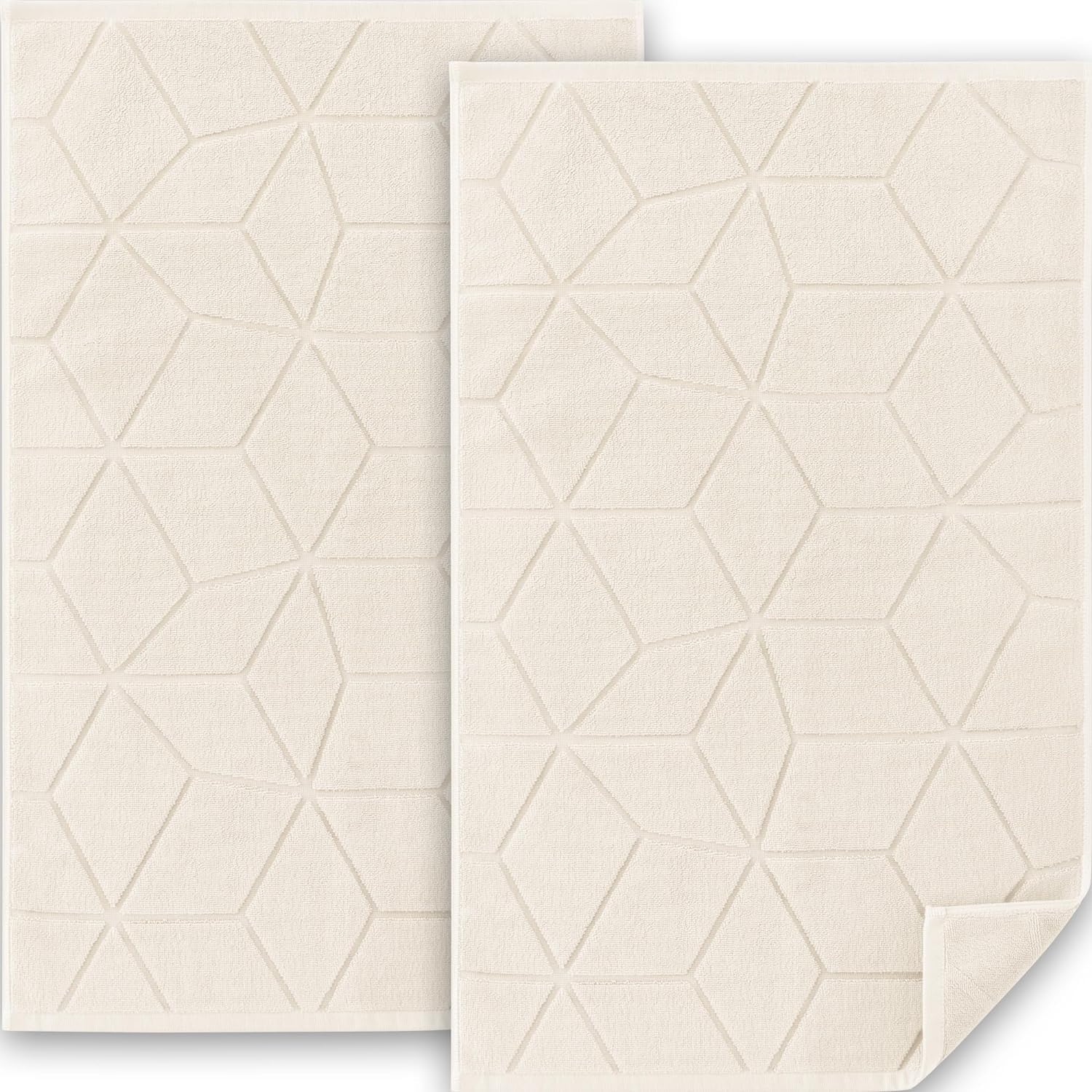 Hotel Cotton Bath Mats Set [Not Bathroom Rug] - 2 PACK | 19"x30" | Thick 1100GSM