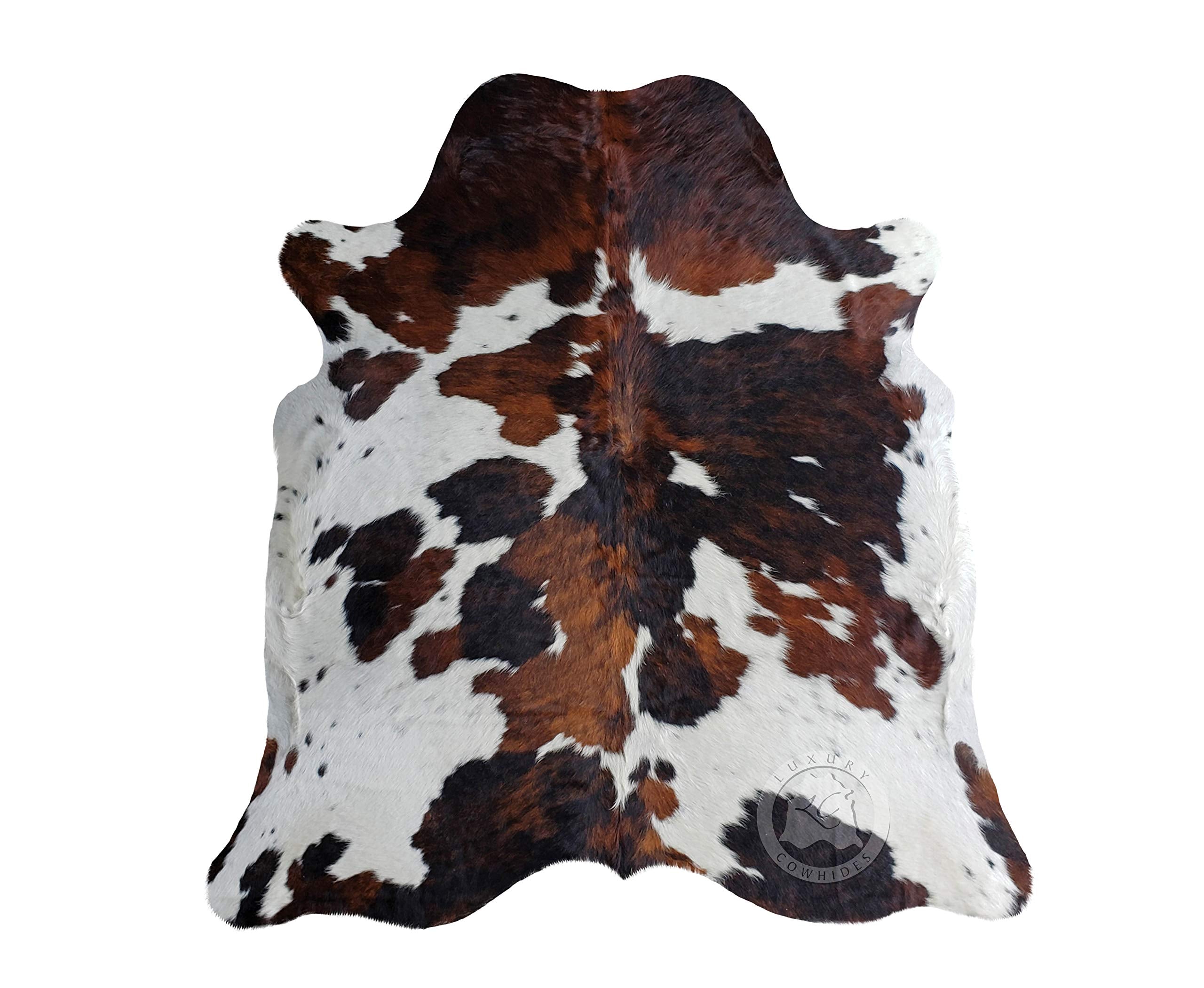 100% Genuine Tricolor Cowhide Rug - Modern Style Animal Skin