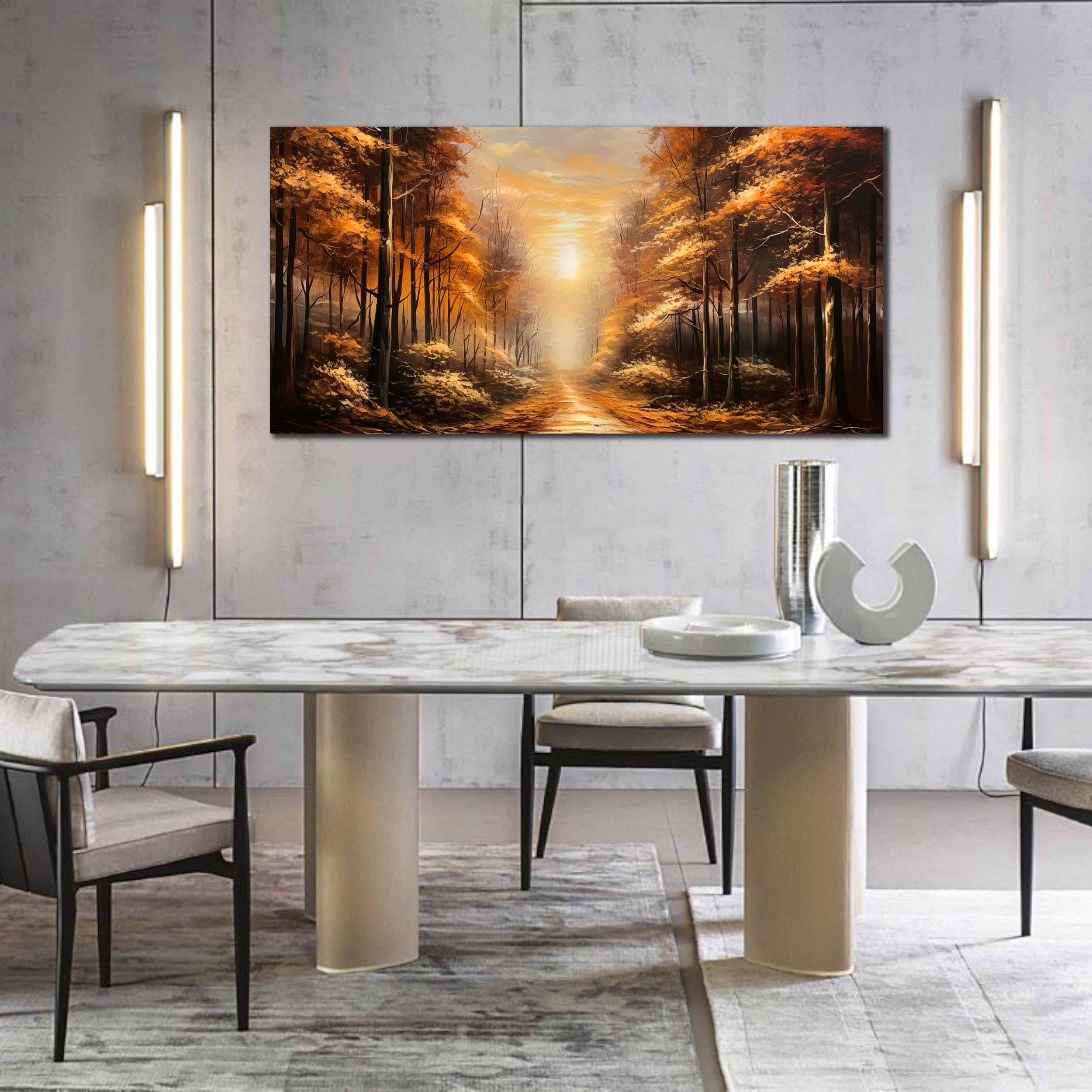 Large Wall Art for Living Room Bedroom Office Gold Forest Artwork Sunrise Landscape
