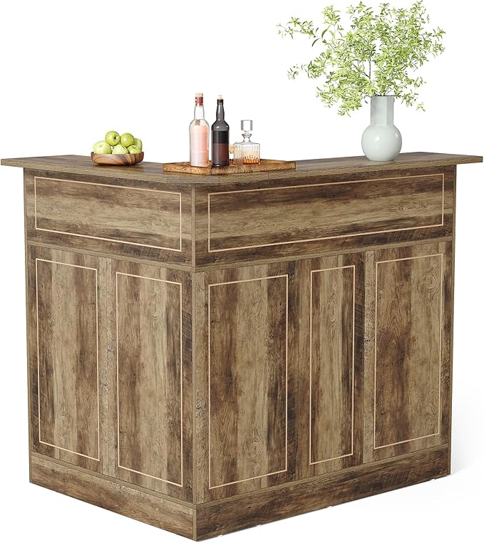 Black Bar Cabinet, 4-Tier Home Mini Bar Cabinet with Stemware Rack