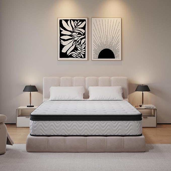Queen Mattress, 12 Inch Hybrid Mattress in a Box