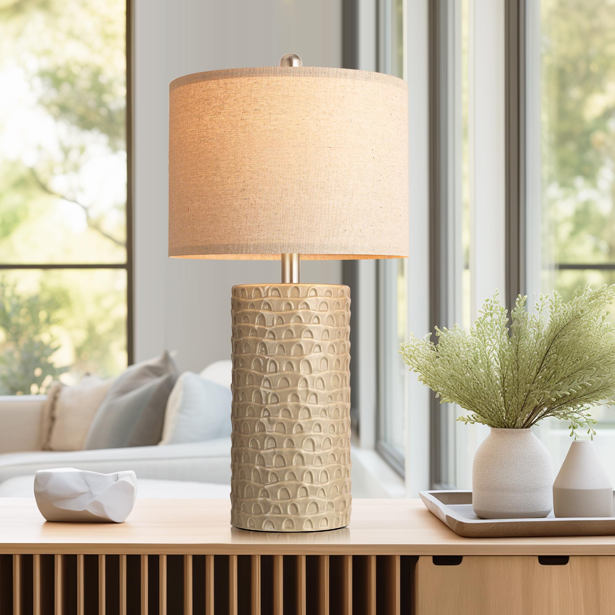 Modern Ceramic Table Lamp Set of 2, Table Lamps for Living Room