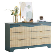 Fluted 6 Drawers Dresser for Bedroom, Mid Century Modern Dresser