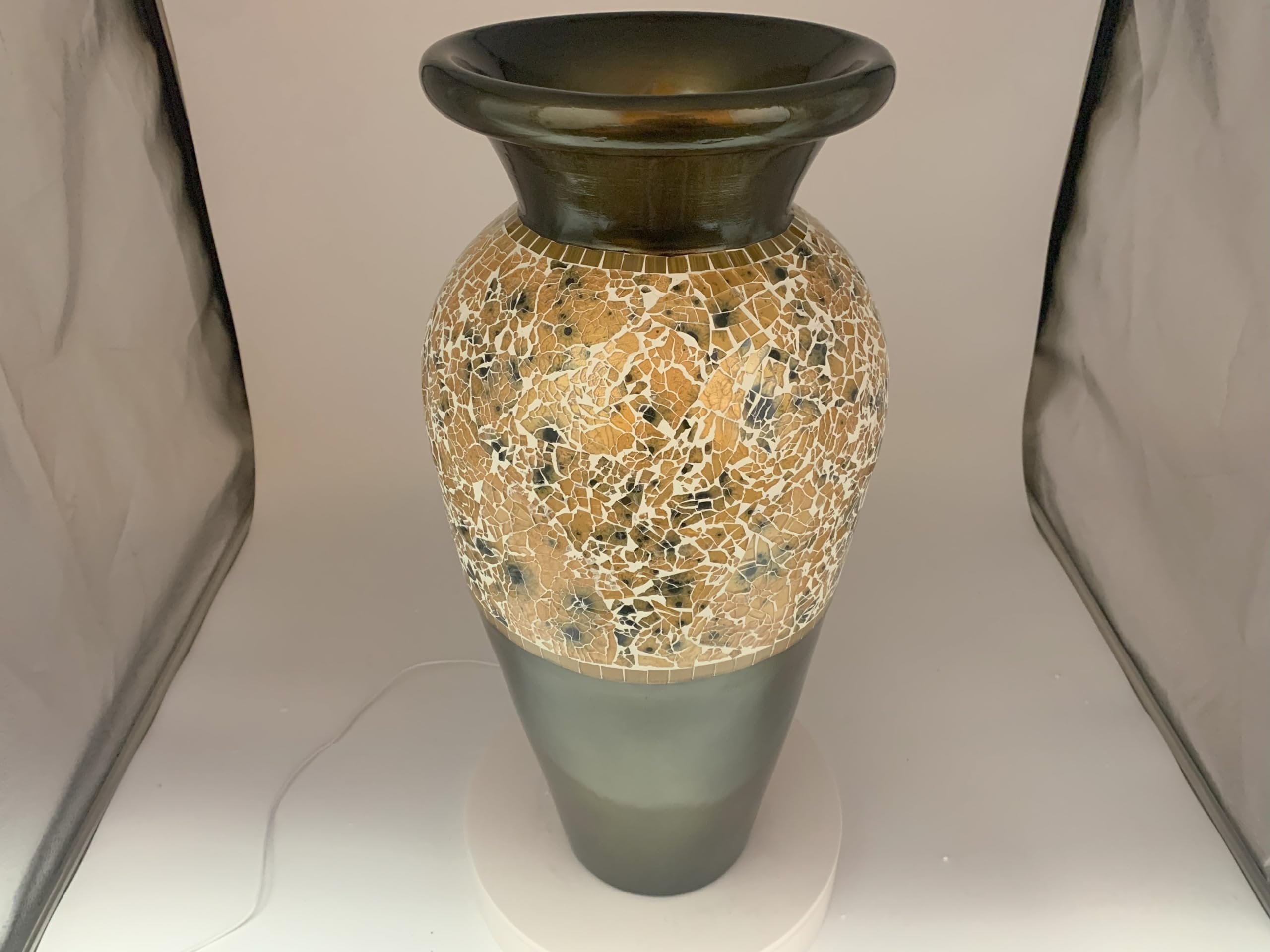 Floor Vase, 24 Inch Mosaic Vase – Tall Cylinder Made of Brass