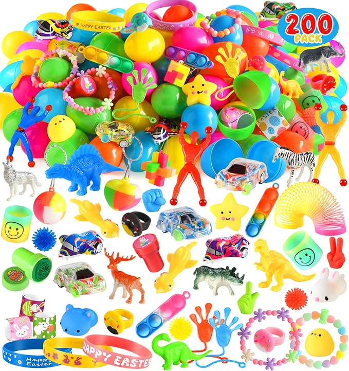 200 Pack Prefilled Easter Eggs with Assorted Toys