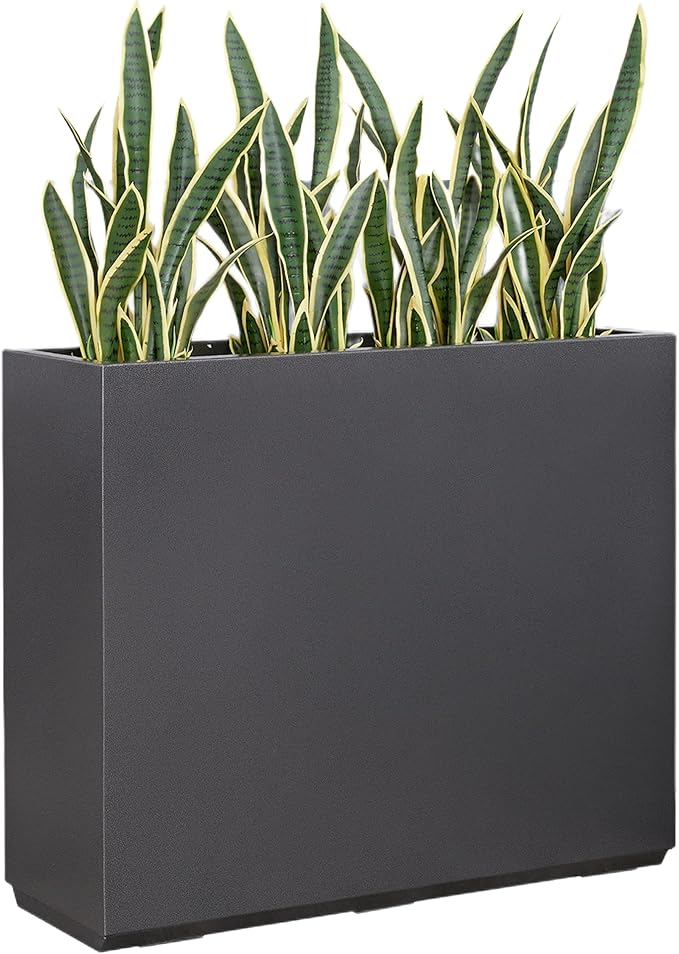 Metallic Heavy Planter for Outdoor Plants, 38Lx10Wx30H Inches Tall and Long Metal