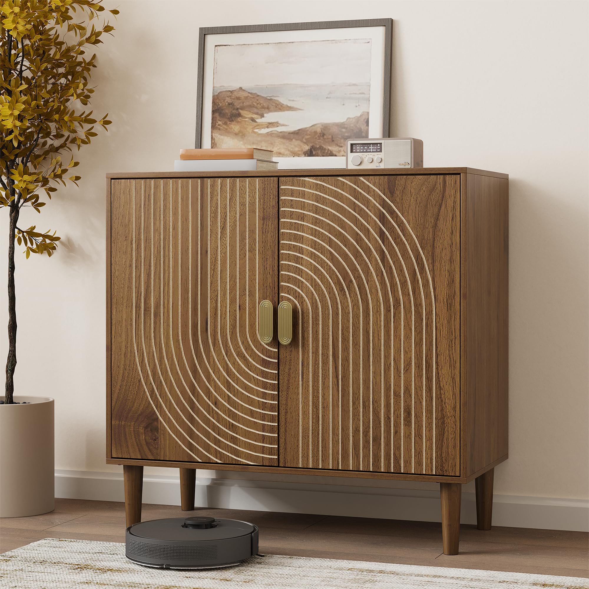 Walnut Sideboard Cabinet, Freestanding Buffet Cabinet  for Living Room