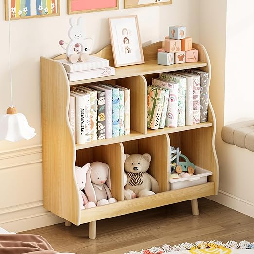Bookshelf and Toy Storage Orangizer, 3-Tier Wooden Children's Bookcase