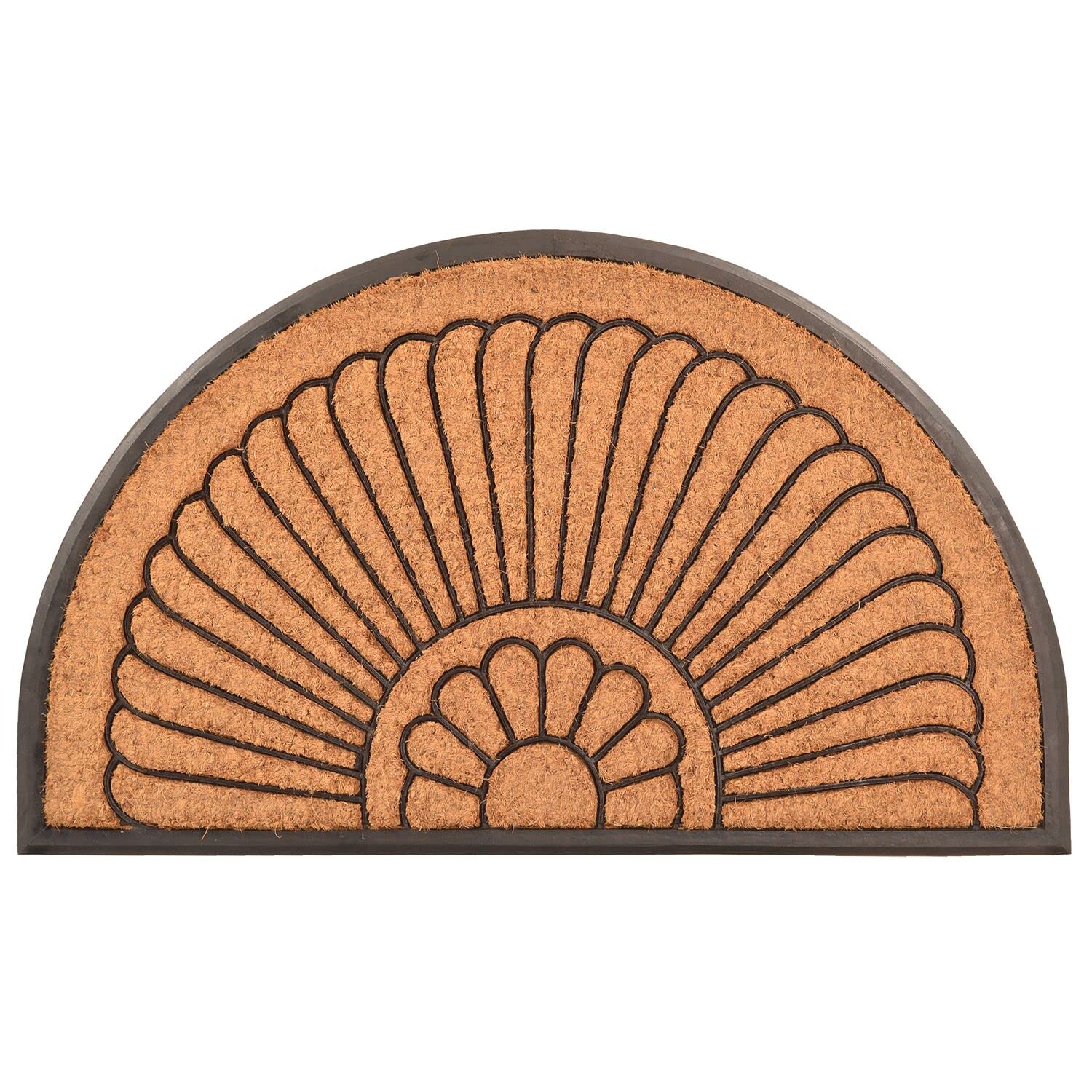 Crescent, Rubber-Backed Natural Coir Doormat, Entry Mat for Indoor or Outdoor Use, 24"x39"