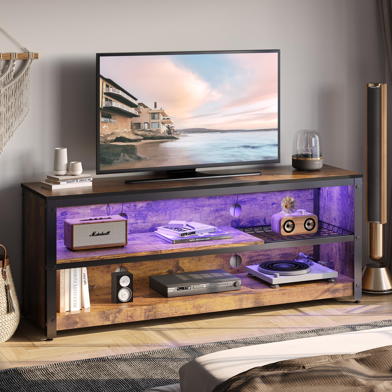 LED TV Stand for 55/60 Inch TVs, Gaming Entertainment Center ,living room